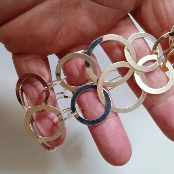 Double stranded silver circle link bracelet  stamped 925 real silver - Picture 2 of 4